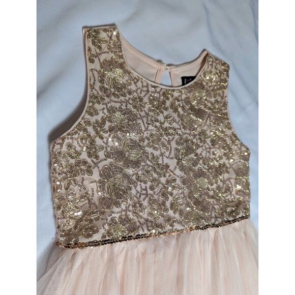 Lilt Tulle Sequin Gold Pink Flower Girl Formal Sleeveless Dress Girls Size 12 - Picture 3 of 8
